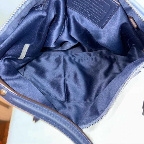 COACH DAISY White Leather Shoulder Bag Spectator Hobo Blue Trim F23903 - Picture 6 of 8